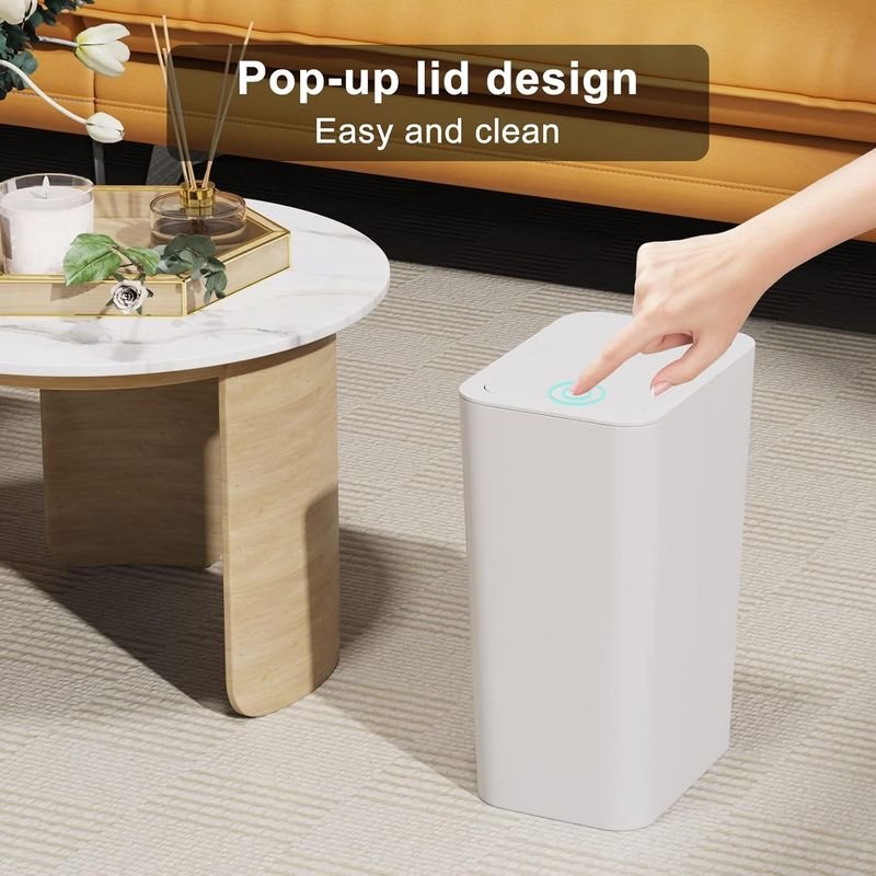 10 Liter Small Trash Can with Lid, Garbage Can Slim Trash Bin Waste Basket for Bedroom,Living Room,Office,Laundry 3
