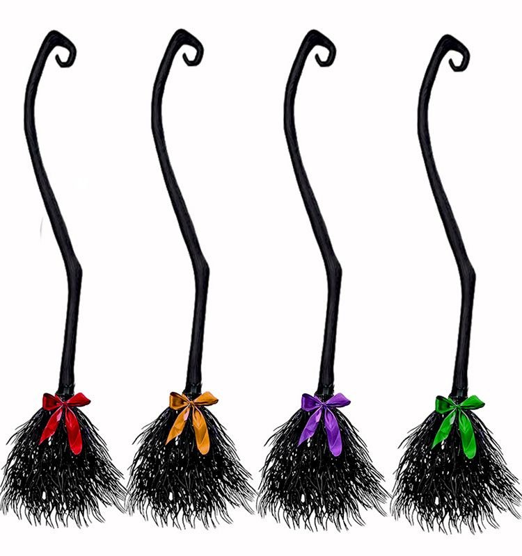 Hot Sale Halloween Witch Broom Costume Party Decorations Plastic Broom Props Cosplay 137x38cm Customizable Minimum