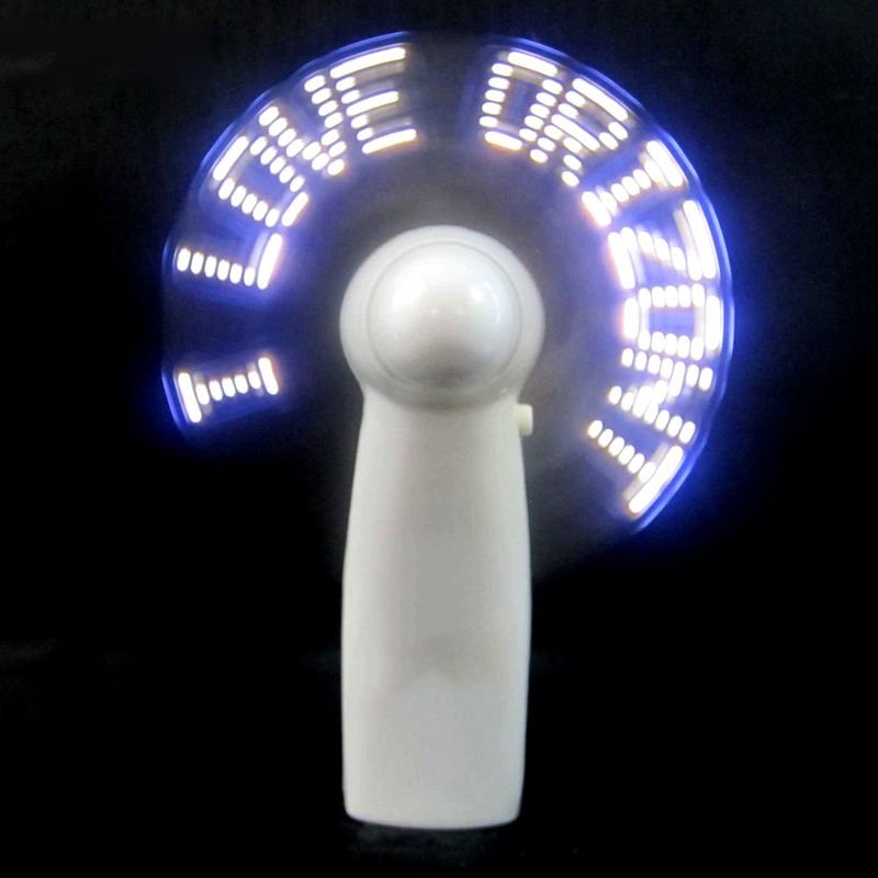 Celebration Party Supplies Led Custom Message Mini Handheld Fan Led Light up Fan Programmable Led Flashing Message