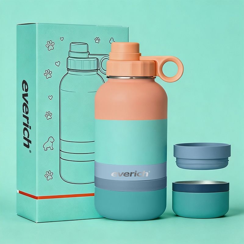 3 in 1 Portable Dog Water Bottle Dog Bowls Stainless Steel Insulated Outdoor Travel Food and Drinking Feeder 3