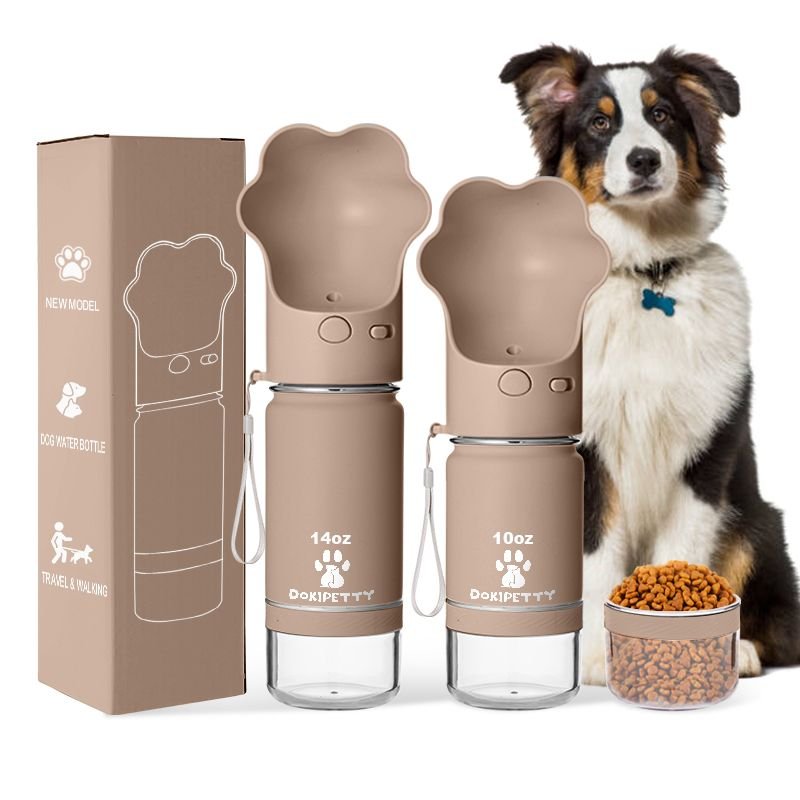 18oz Stainless Steel Dog Water Bottle with Food Bowl Portable Dog Water Dispenser, Leak Proof Pet Drinking Bottles alternate view