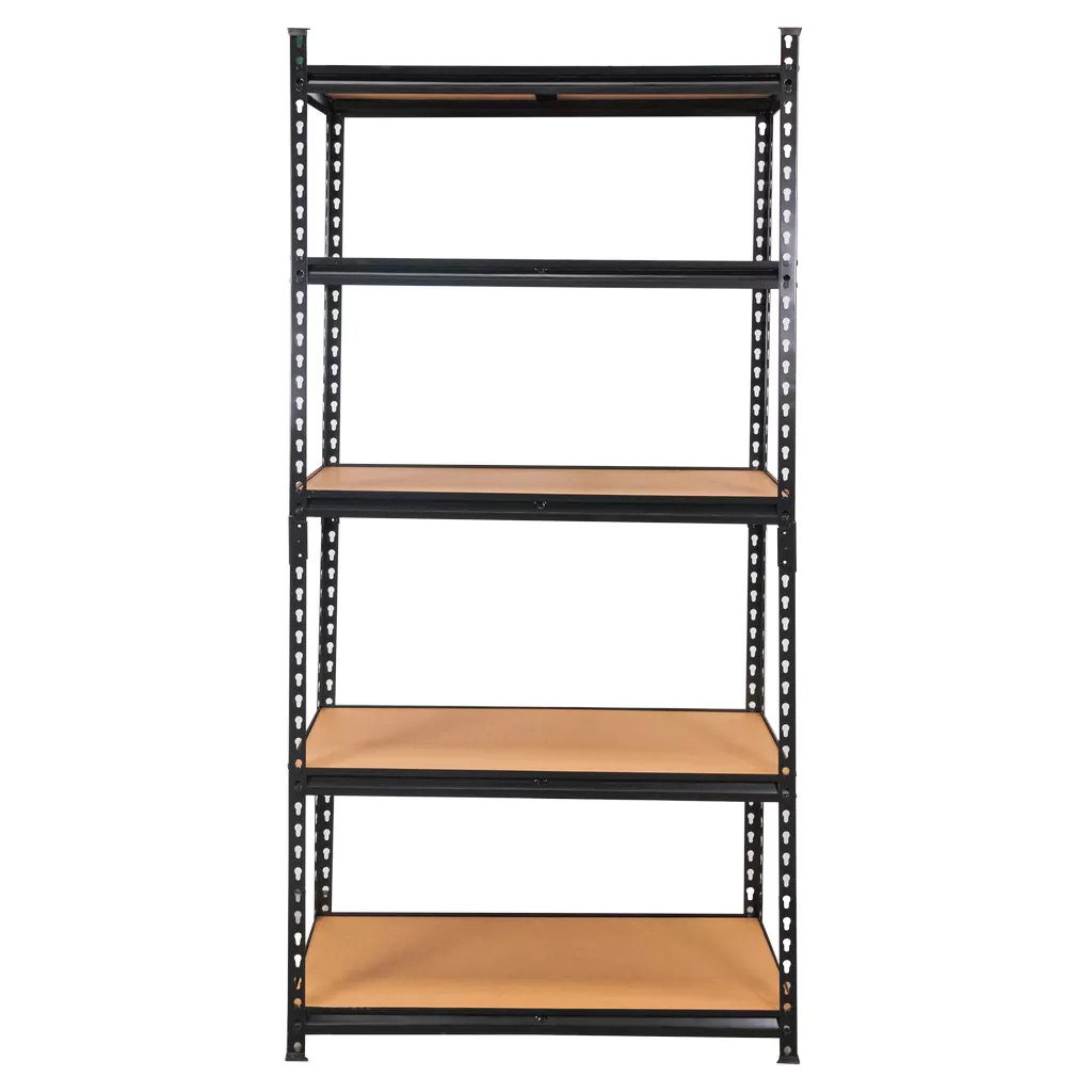 5 Tier Heavy Duty Adjustable Stackable Metal Black Rivet Boltless Shelves 4
