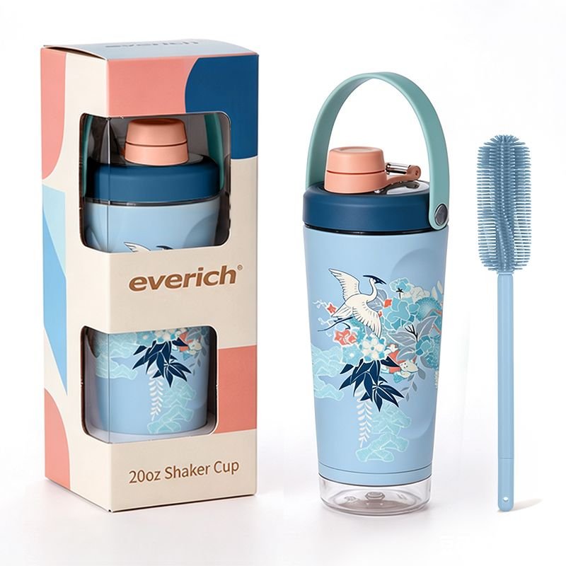 Insulated Shaker Water Bottle Tumbler Mug Spout Lid Keep Cold 24H Leak-Proof Fits in Car Cup Holder