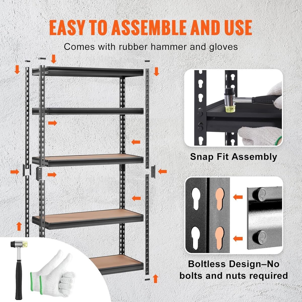5 Tier Adjustable Boltless Steel Storage Rack, 2000 lbs Heavy Duty Powder Coated Organizer 4