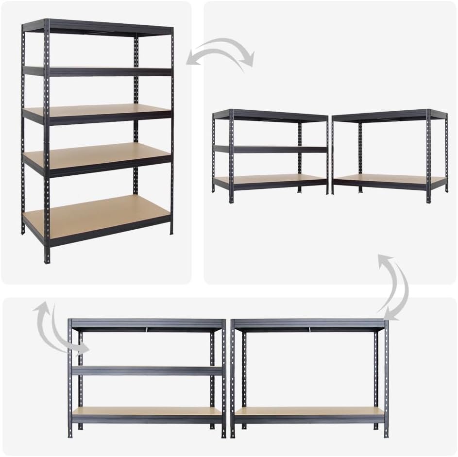 Heavy Duty Adjustable 5-Shelf Steel Boltless Plug-In Warehouse Storage Organizing Unit 5