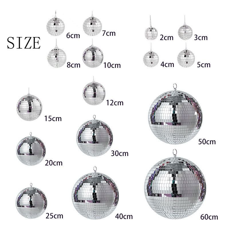 2cm-100cm Hanging Mirror Disco Ball Cool and Fun Hanging Party Disco Ball Silver Glass Disco Balls Christmas Decor alternate view