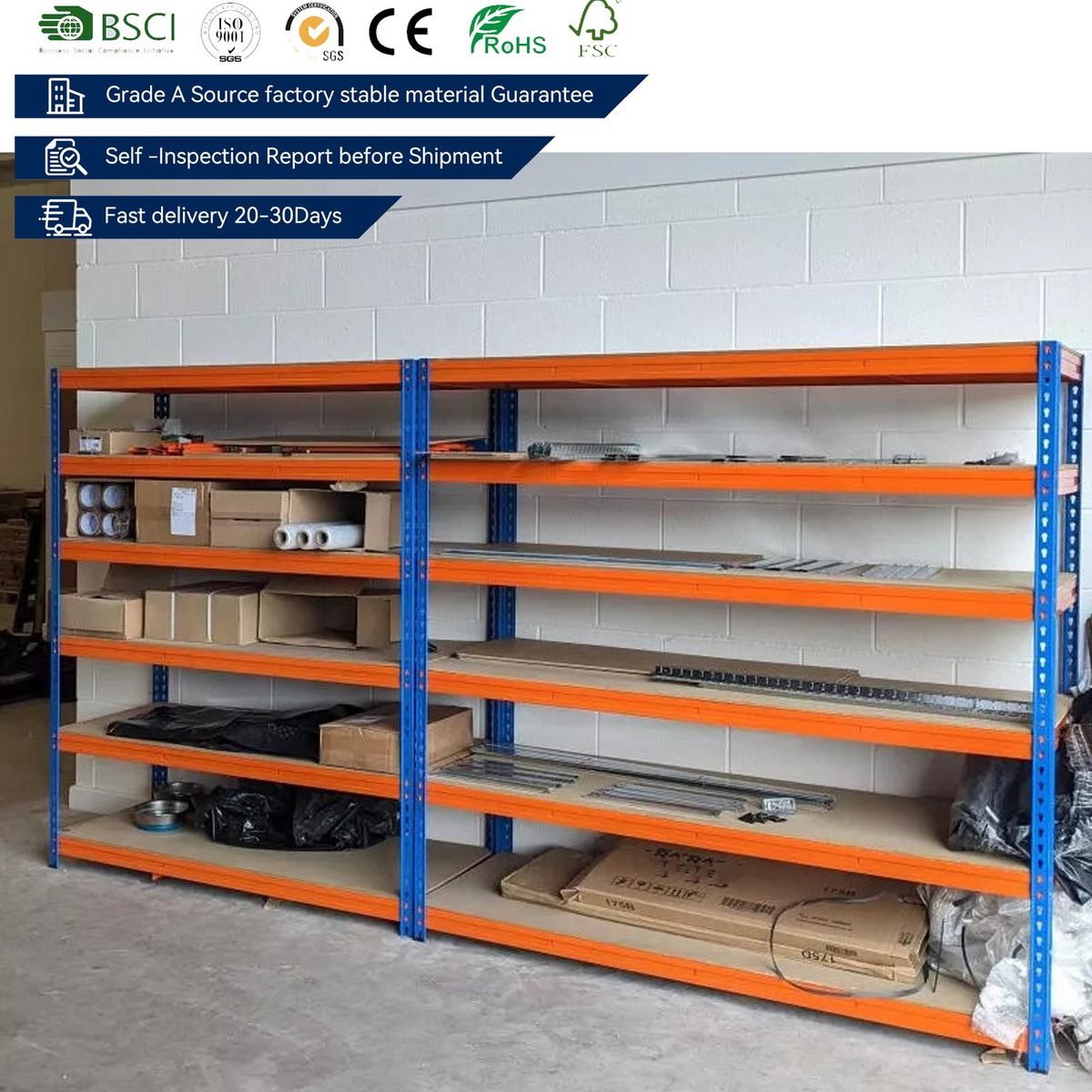 Industrial 5-Level Steel Shelving System, Powder Coated High-Capacity Adjustable Rack alternate view