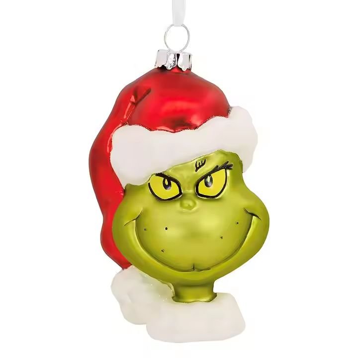 Custom 11cm Grinch Glass Toy Grinch Pendant Indoor Outdoor Christmas Tree Decoration Holiday Gifts