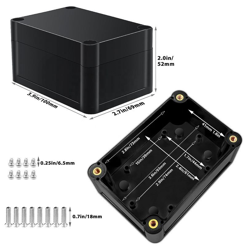 ABS Black Waterproof Plastic Enclosure Box Electronic Instrument Case Electrical Project Outdoor Junction Box alternate view