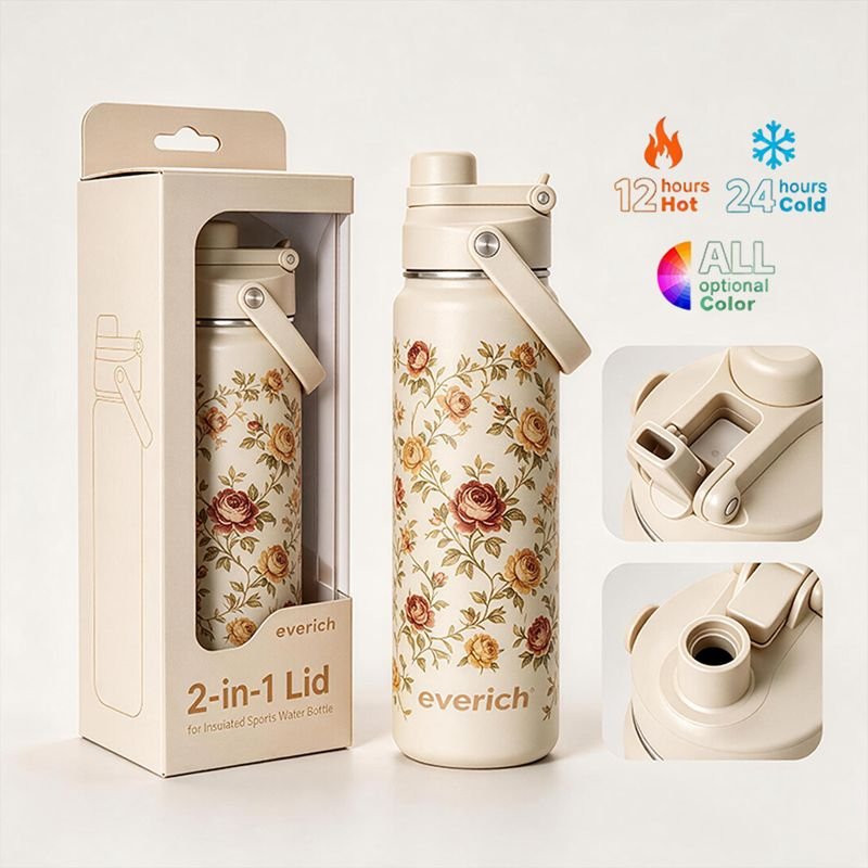 Stock BPA Free Stainless Steel Vacuum Double Wall Custom logo Water Bottle With Handle Lid Straw