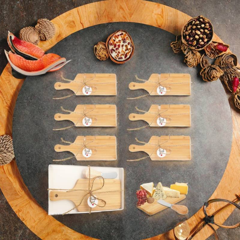 Wooden Cheese Board Cheese Spreader Knives Set Gift Boxes Mini Square Charcuterie Boards Sustainable Cutting Board 3