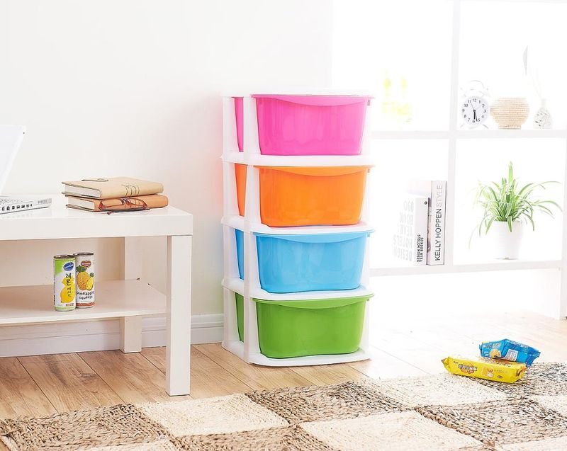 Kids Plastic Storage Cabinet Storage Racks Drawer Cabinet for Kitchen Office Bathroom Cabinet Storage 3