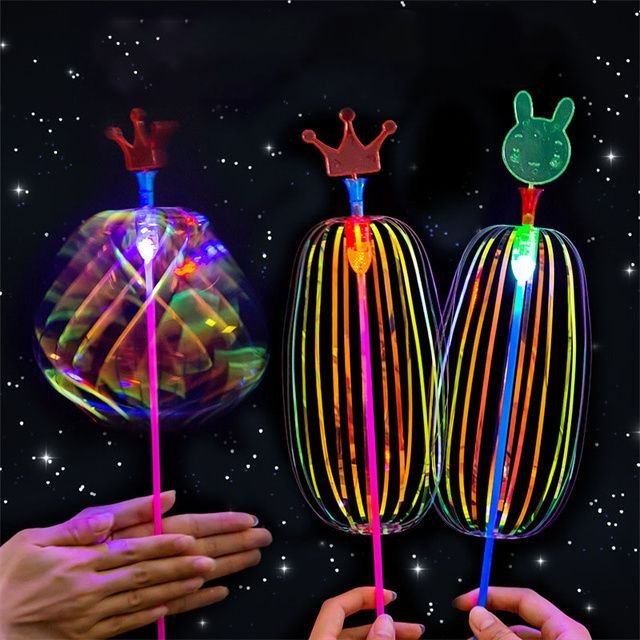 Glow Wands LED Light up Wand Magic Bubble Wand Twister Ribbon Bubble Flower for Neon Party Light up Party Favors