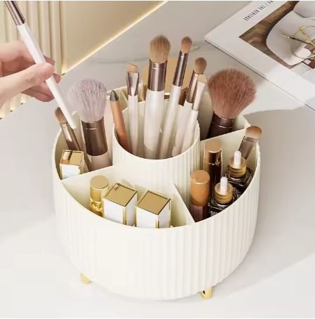 Plastic Brush Storage Box Desktop Makeup Brushes Holder 360 Degree Rotatable Sundries Dressing Table Organizer alternate view