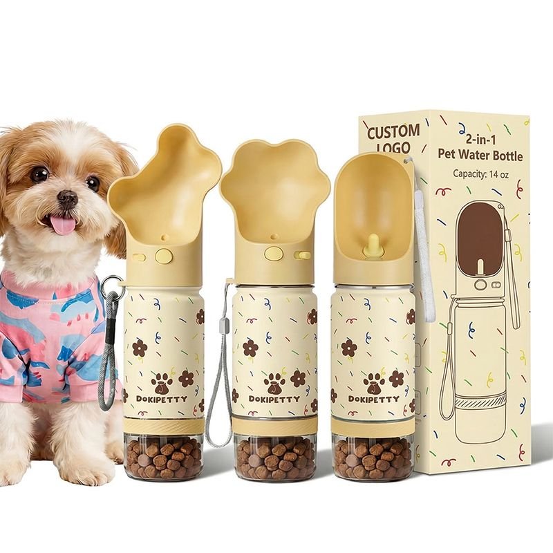 Everich Logo Customization 2 in 1 Wholesale Custom Logo 14oz Dog Water Bottle Stainless Steel Vacuum Insulated