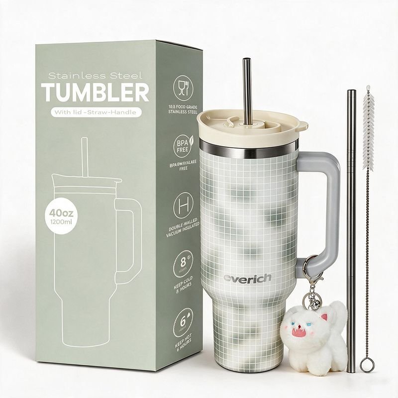 Everich Hot Selling Dye Sublimation 40oz 304 Stainless Steel Travel Mug Double-walled Vacuum Tumbler Cup with Lid