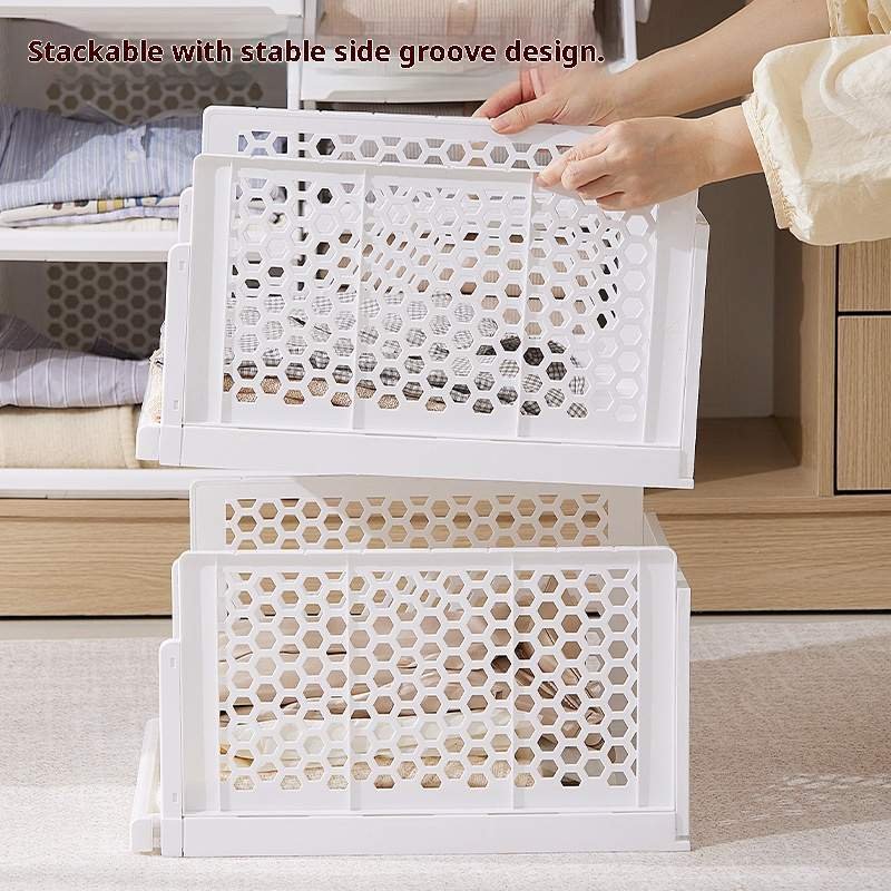 Durable Ventilated Plastic Closet Organizer Shelf Multilayer Wardrobe Storage Rack for Clothing Lingerie Optimal alternate view
