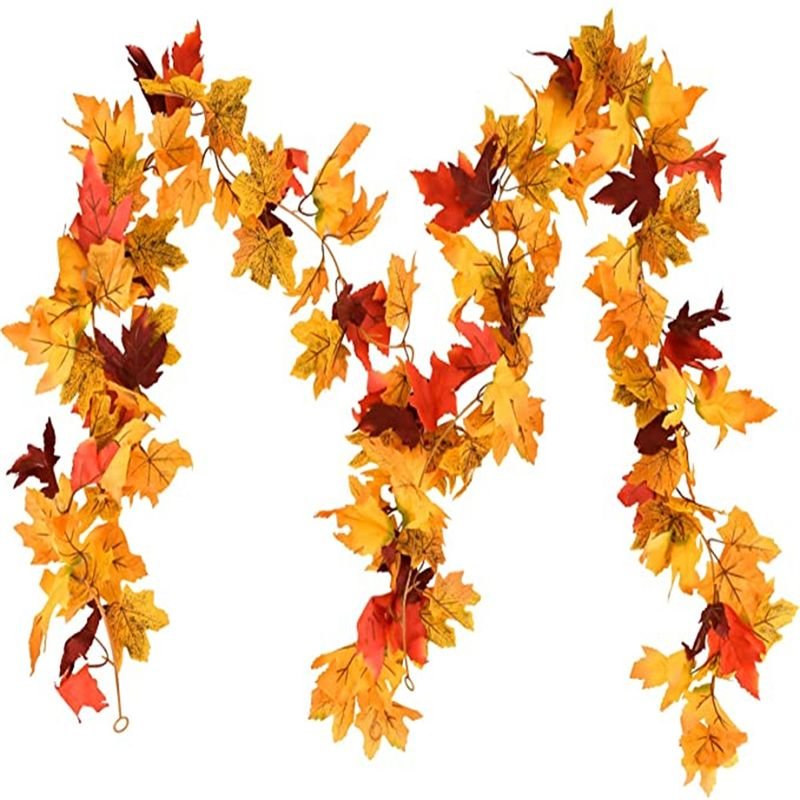 Fall Maple Leaves Garland Artificial Autumn Foliage for Thanksgiving Halloween Christmas Party Decoration