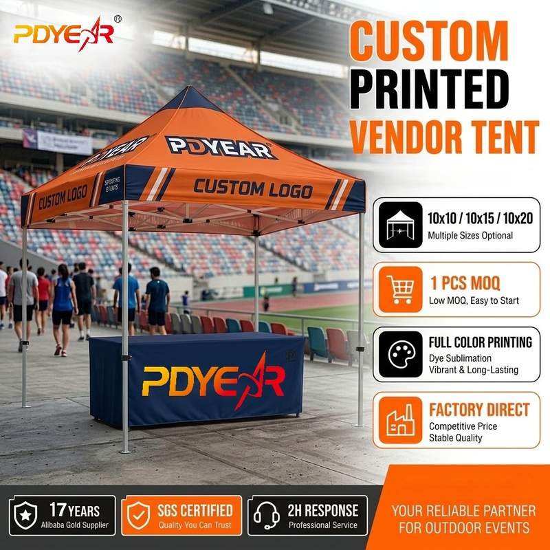 Waterproof Tents with Custom Logo Print Multifunctional Tading Polyester Canopy Gazebo for Outdoor Events