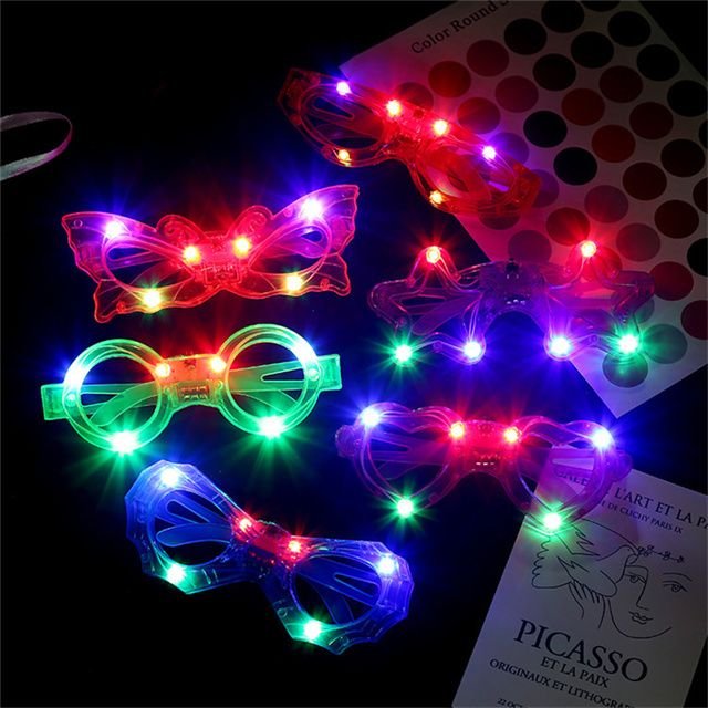 LED Glasses 7 Shapes 6 LED Glow in the Dark Party Supplies Favor for Kids Adult Light up Toy Glasses for Birthday alternate view