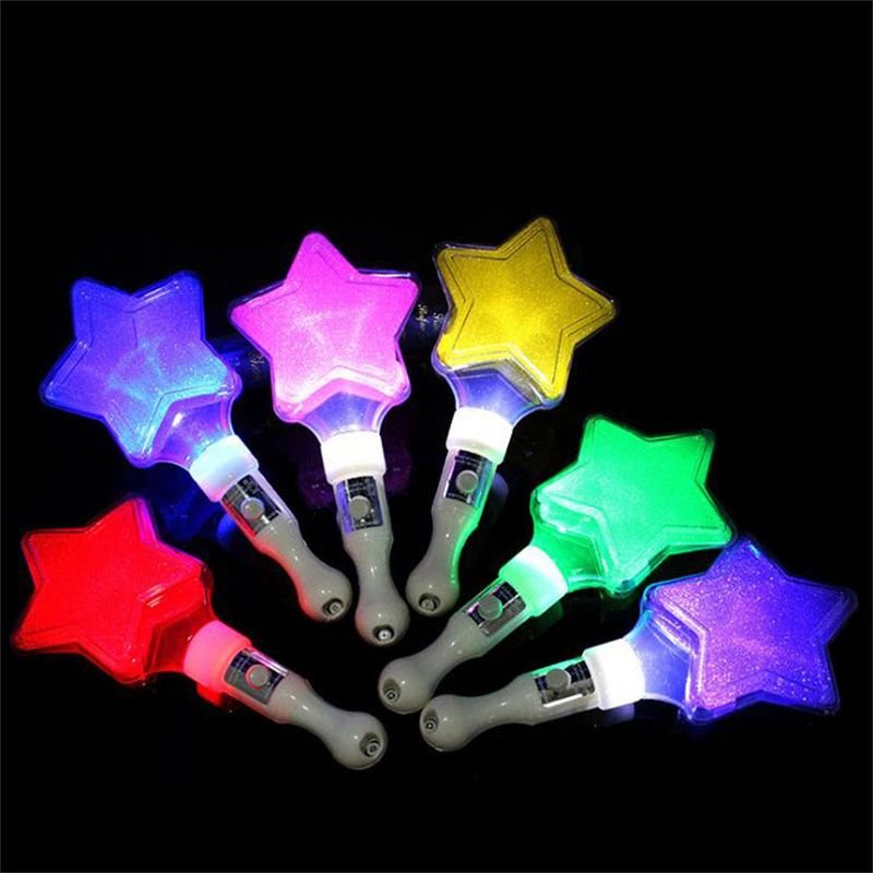 Custom Logo Cheap Glow in the Dark Five Pointed Star Children's Luminous Wand Neon Party Supplies Decoration