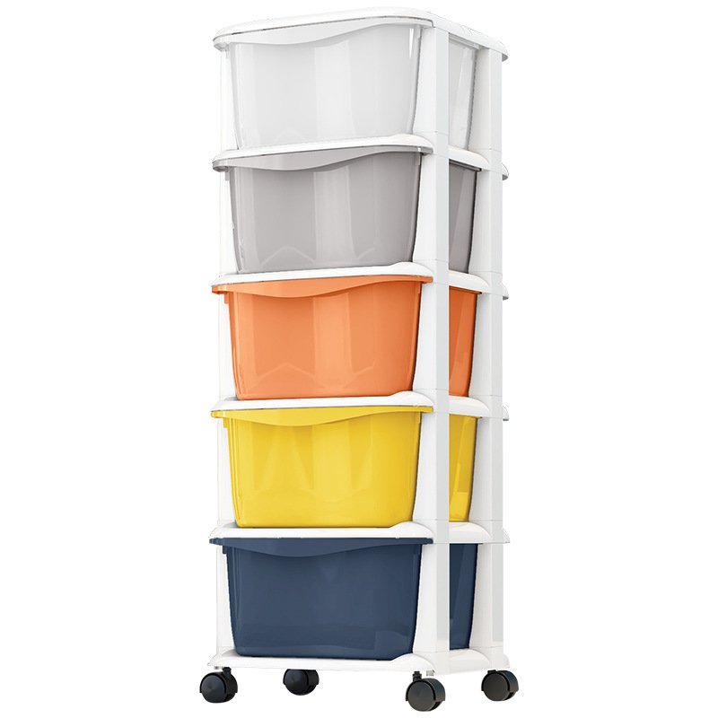Imode Popular Style Children Cartoon Organizer Plastic Portable Kids Drawer Toy Storage Cabinet With Wheels alternate view