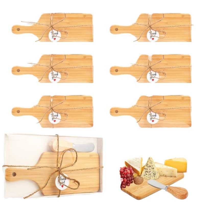 Wooden Cheese Board Cheese Spreader Knives Set Gift Boxes Mini Square Charcuterie Boards Sustainable Cutting Board