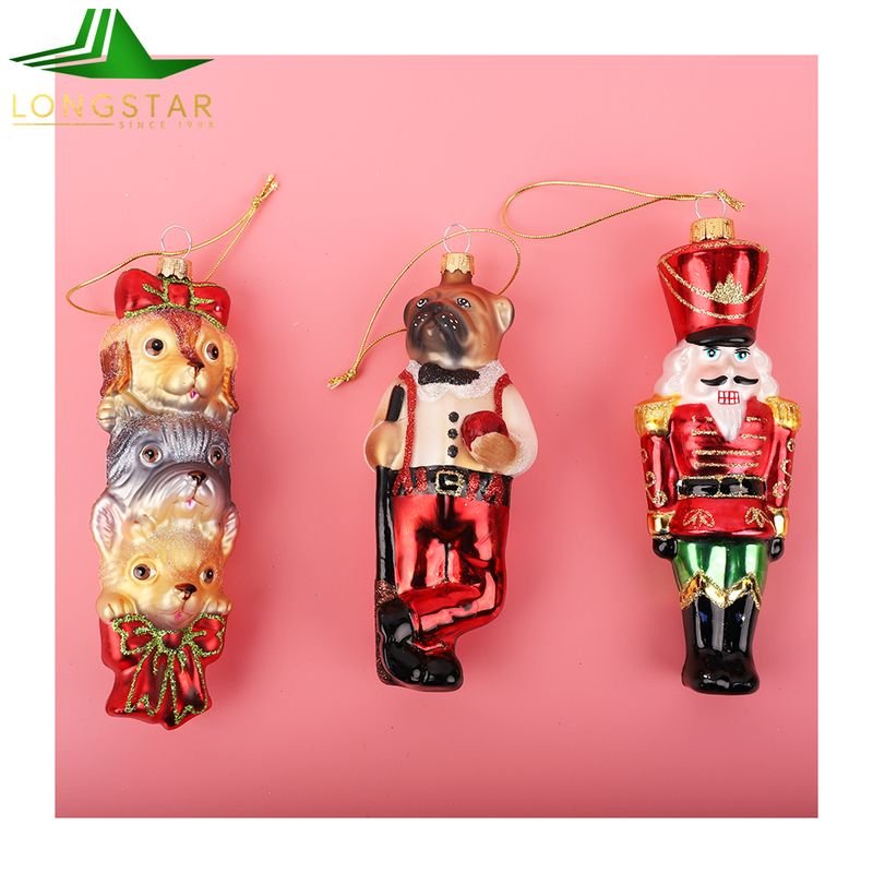 Customized Irregular Irregular Bauble Hand Blown Glass Ball Christmas Ball Christmas Gift Hanging Ornament for alternate view