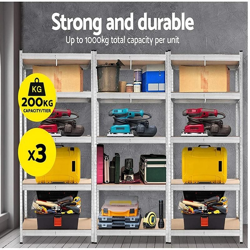5 Tier Boltless Shelving Heavy Duty Rack, Workshop Storage Metal Shelves Garage Shelving Unit 6