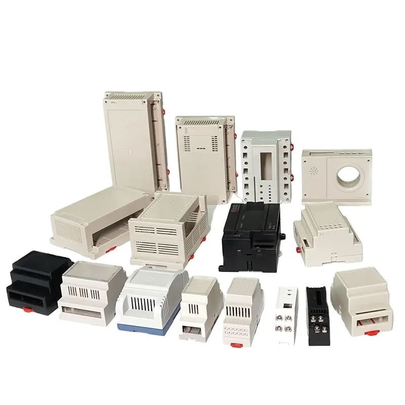 Custom PC Nylon Flame Resistance UL94V0 Terminal Block Case Mount ABS PCB Box Electronic PLC Plastic Din Rail alternate view