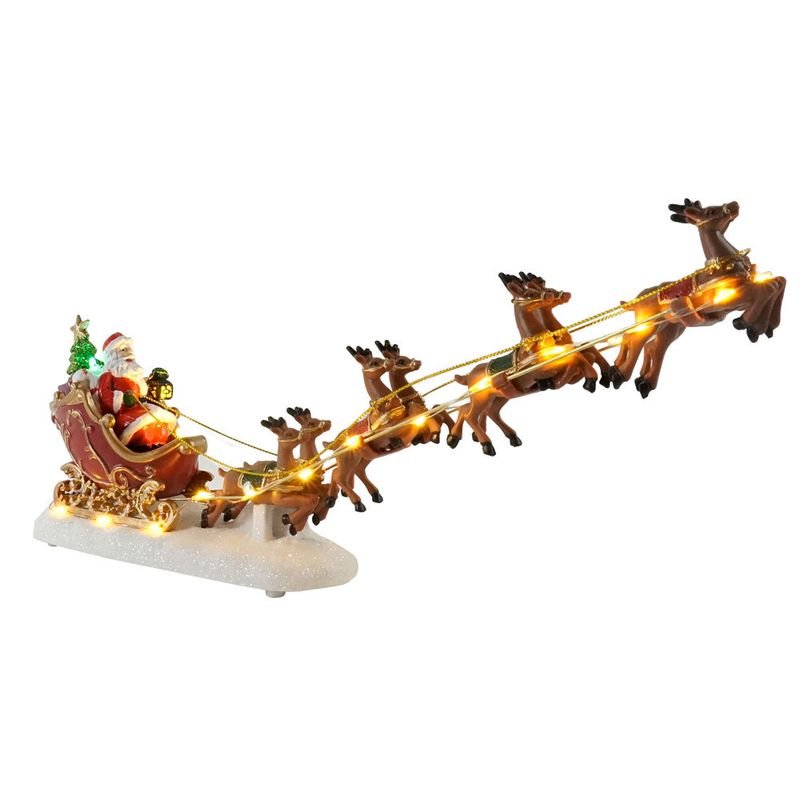 Anyou [In Stock] Handmade Santa Claus Sleigh Scene European Style Illuminated Christmas Decorations Home Ornaments
