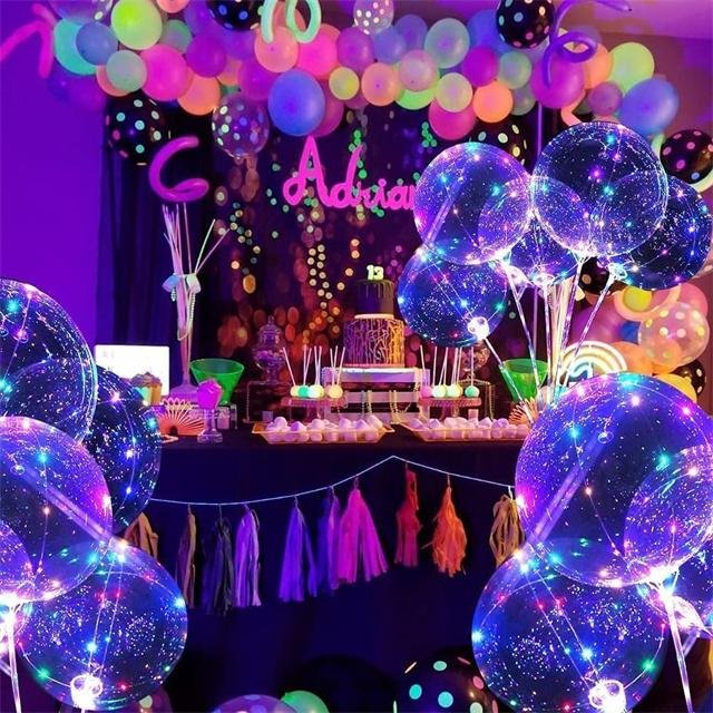 LED Bobo Balloons Transparent LED Light up Balloons Clear Glow Balloons with String Lights for Party Birthday 3