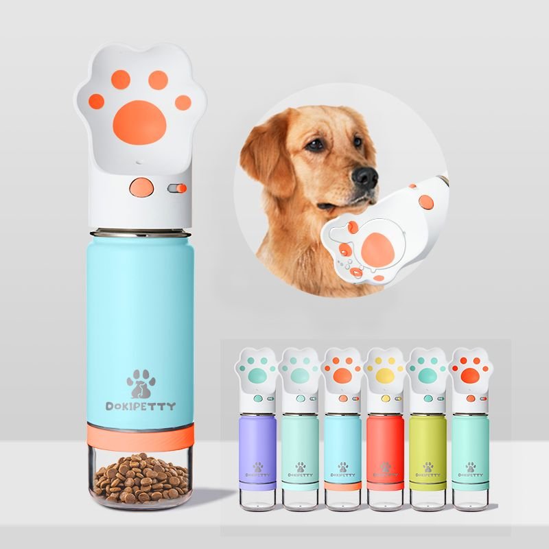 3 in 1 Leak-Proof Double Walled Insulated Portable 14oz Paw Pet Dog Water Bottle and Bowl for Walking Hiking and 3