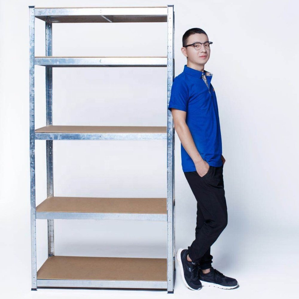 5 Tier Boltless Shelving Heavy Duty Rack, Workshop Storage Metal Shelves Garage Shelving Unit