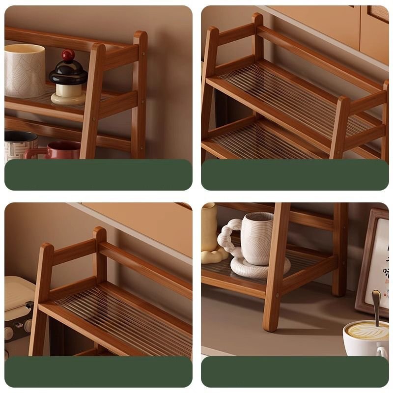Wood Eco-friendly Storage Simple Cup Holder Double-layer Desktop Multi-functional Storage Rack Kitchen Living Room alternate view