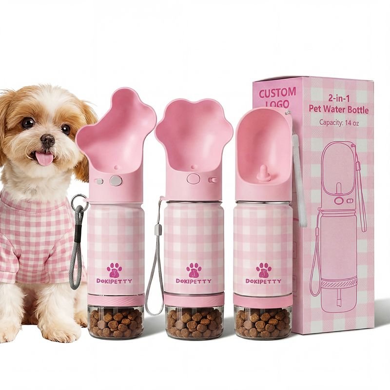2 in 1 Wholesale Custom Logo 10oz Dog Water Bottle Stainless Steel Vacuum Insulated Pet Bowl Pet Food Feeder Bowl