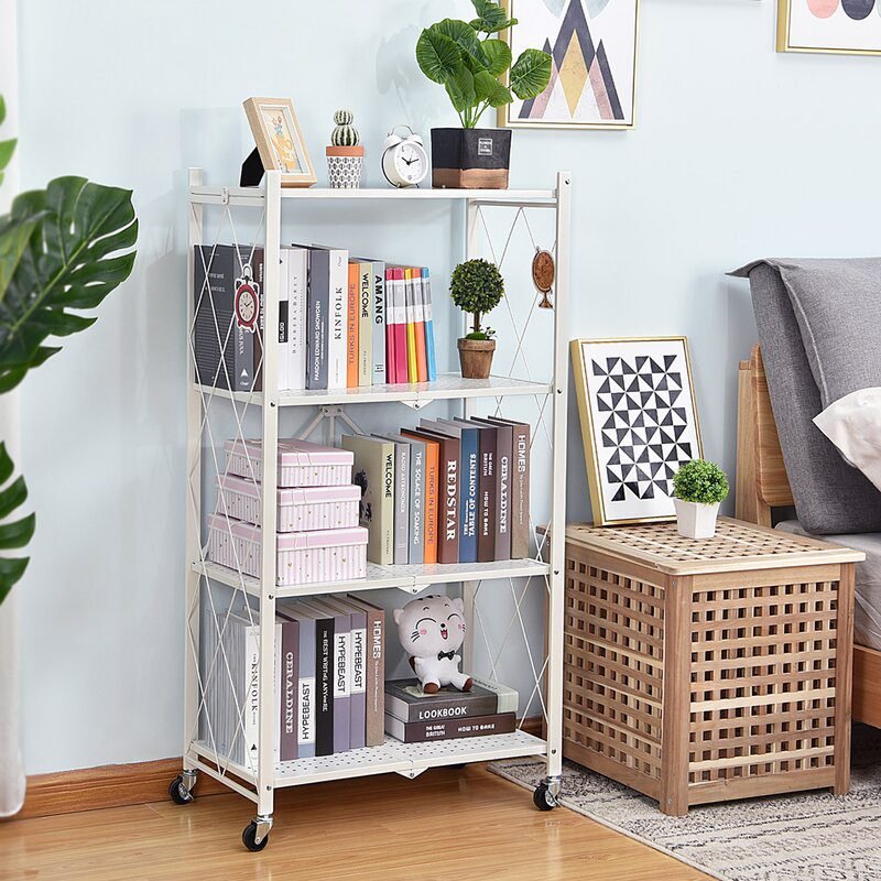 5-Tier Home Folding Shelving Unit, Heavy Duty Metal Storage Shelves 5