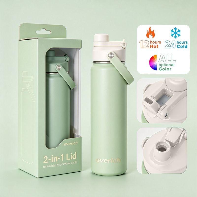 24oz Stainless Steel Vacuum Insulated Water Bottle Tumbler with Handle Straw Eco-friendly
