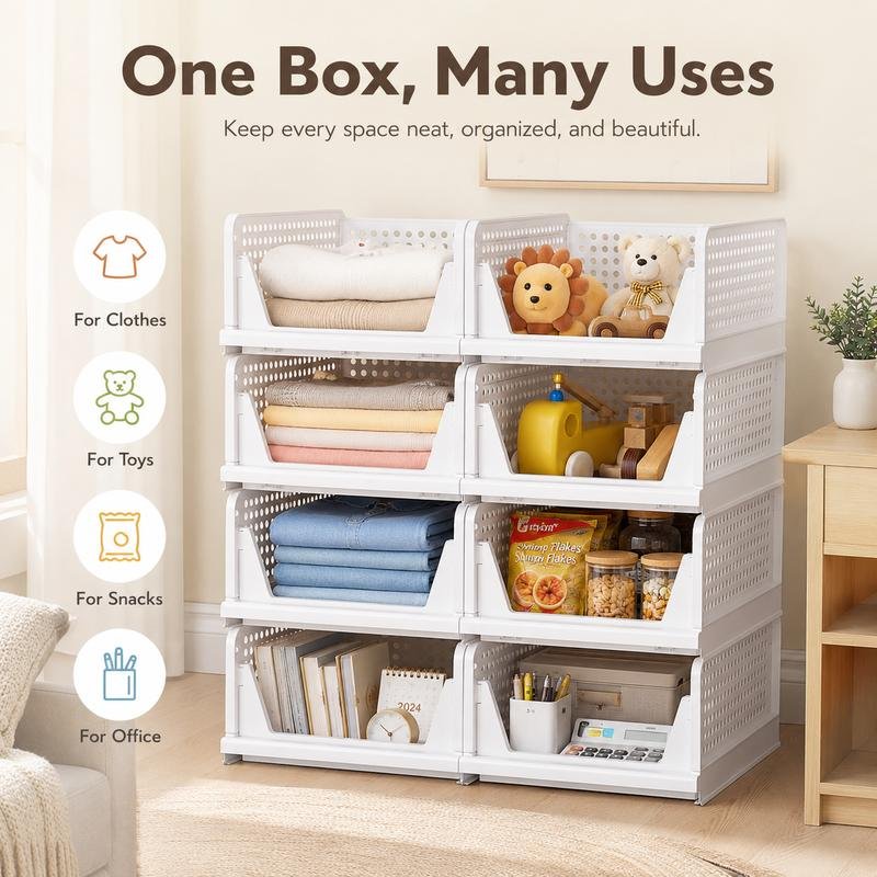 2026 New Arrival Stackable Plastic Storage Baskets Waterproof Drawer Organizer Bins Kitchen Bedroom Home alternate view
