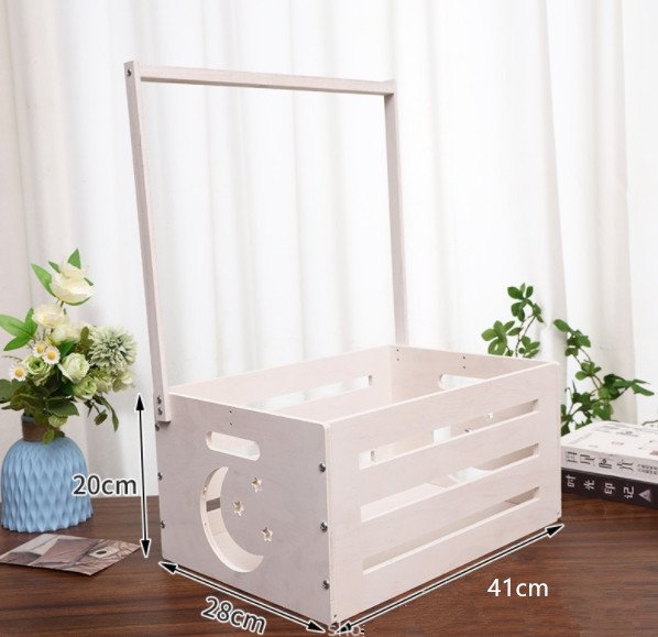 Adjustable Handle Eco-Friendly Wooden Storage Crate & Basket Multifunction Cleaning Supplies Gift Crate Anfo Brand alternate view