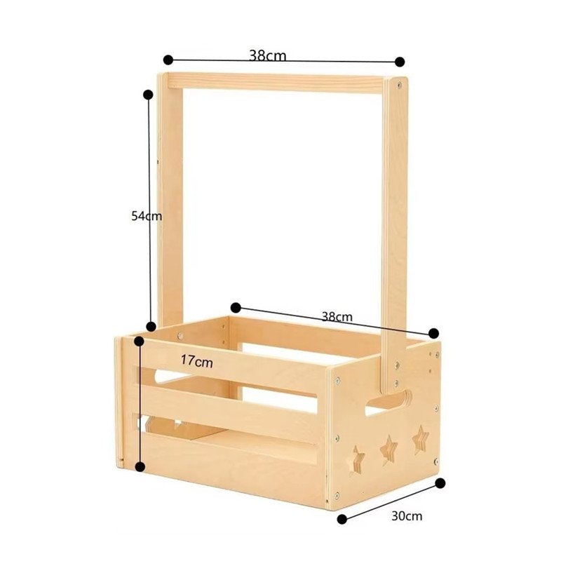 Adjustable Handle Eco-Friendly Wooden Storage Crate & Basket Multifunction Cleaning Supplies Gift Crate Anfo Brand
