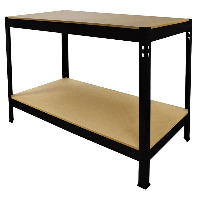 High Quality Industrial Two-Shelf Workbench System, Heavy Duty Tool Storage Metal Worktable 4