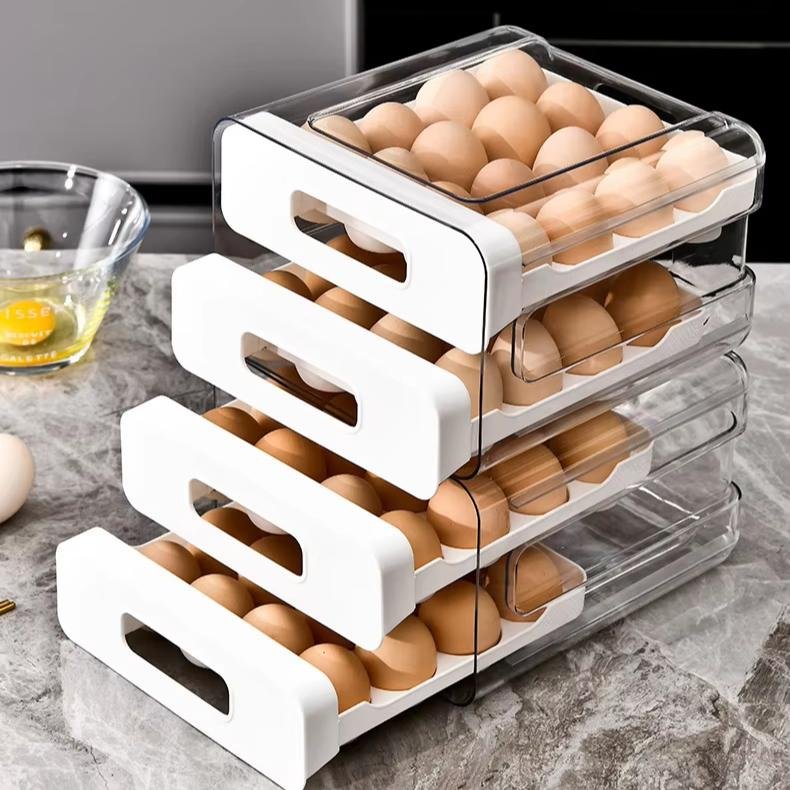 Large Capacity Multi-Layer Egg Tray Special Drawer Eco-Friendly Refrigerator Egg Preservation Box Food Storage Egg