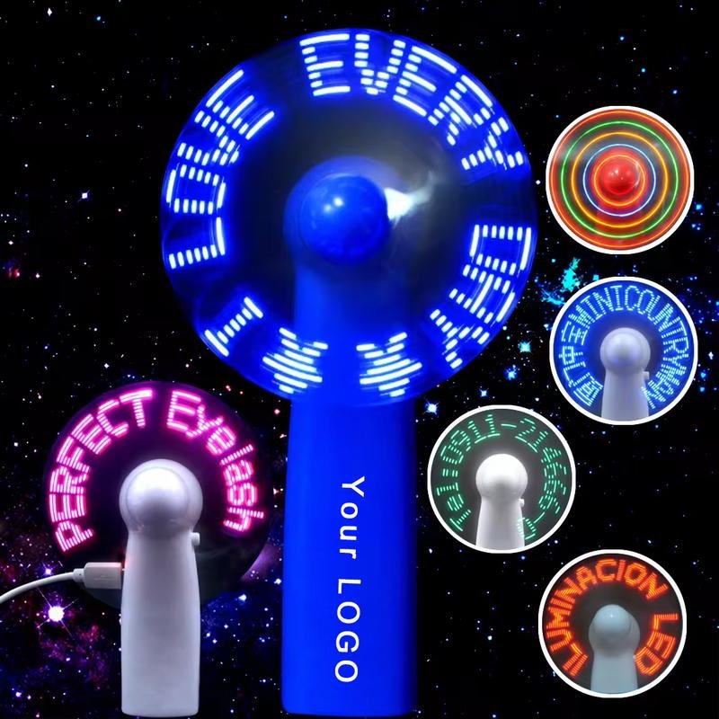Mini Portable Handy Led Custom Logo Text Message Battery Fan Programmable Led Display Handheld Electric Wedding