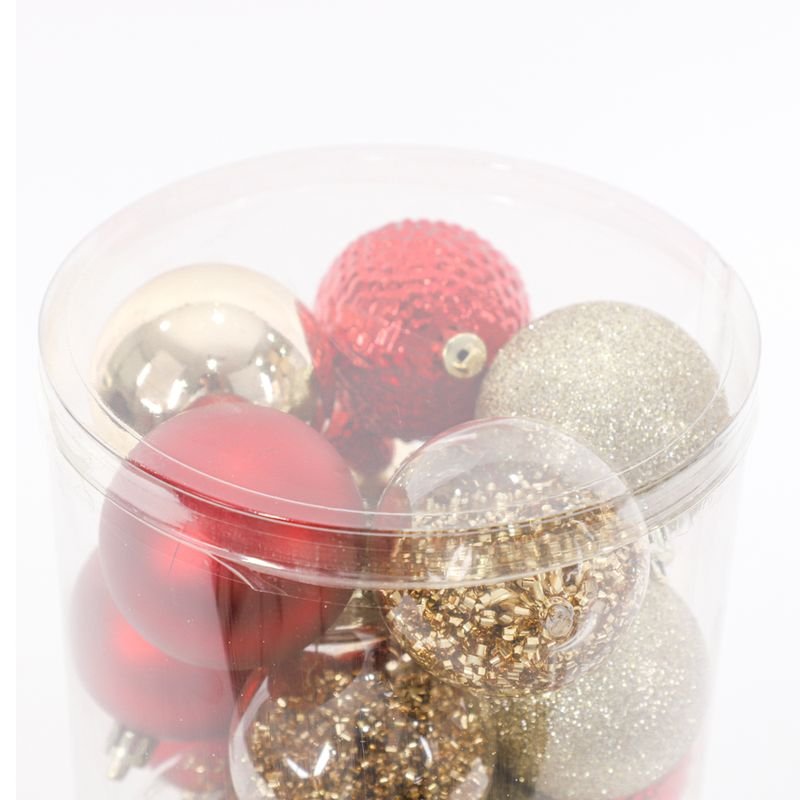Christmas Decoration Item Xmas Balls 8cm Red Gold Glitter Glossy Embossed Decoracion Feliz Navidad Enfeite Natal alternate view