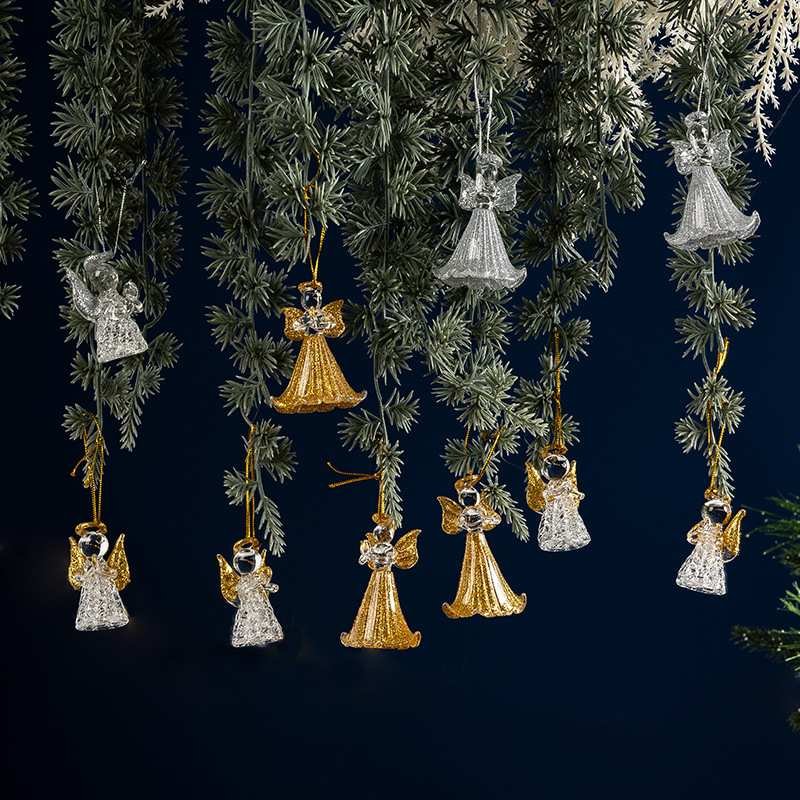 Christmas Decorations Crystal Glass Angel Girl Christmas Tree Pendant Transparent Ball
