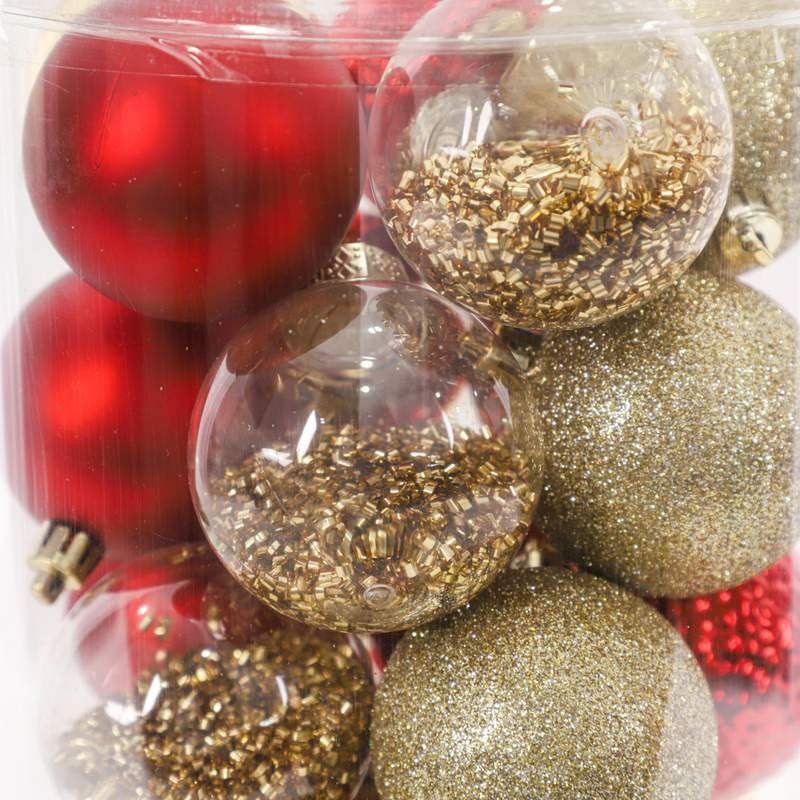 Christmas Decoration Item Xmas Balls 8cm Red Gold Glitter Glossy Embossed Decoracion Feliz Navidad Enfeite Natal 3