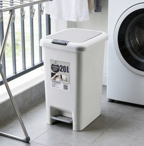 L Pedal Waste Bin Pressing Type Large Capacity Storage Garbage Container for Home Hotel Hospital Office