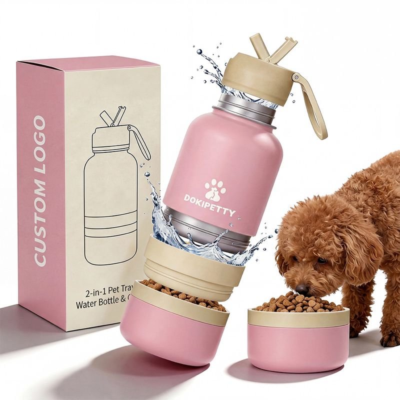 32oz Leakproof Double Wall Insulated Stainless Steel Dog Pet Water Bottle with Bag for Gym Travel Camping alternate view