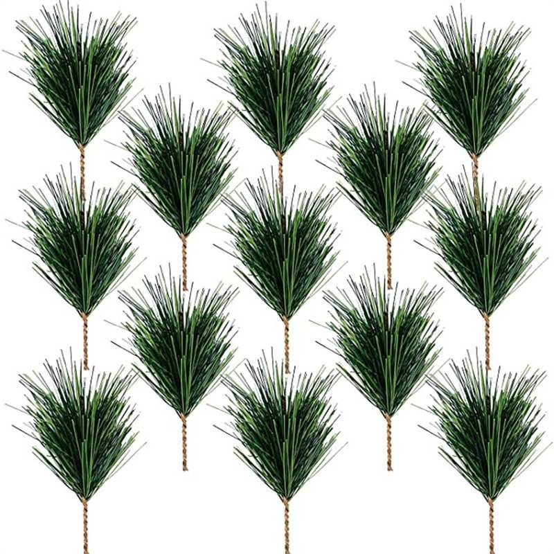 Artificial Green Pine Needles Branches Fake Greenery Pine Picks for Christmas Garland Wreath Embellishing Decor 3